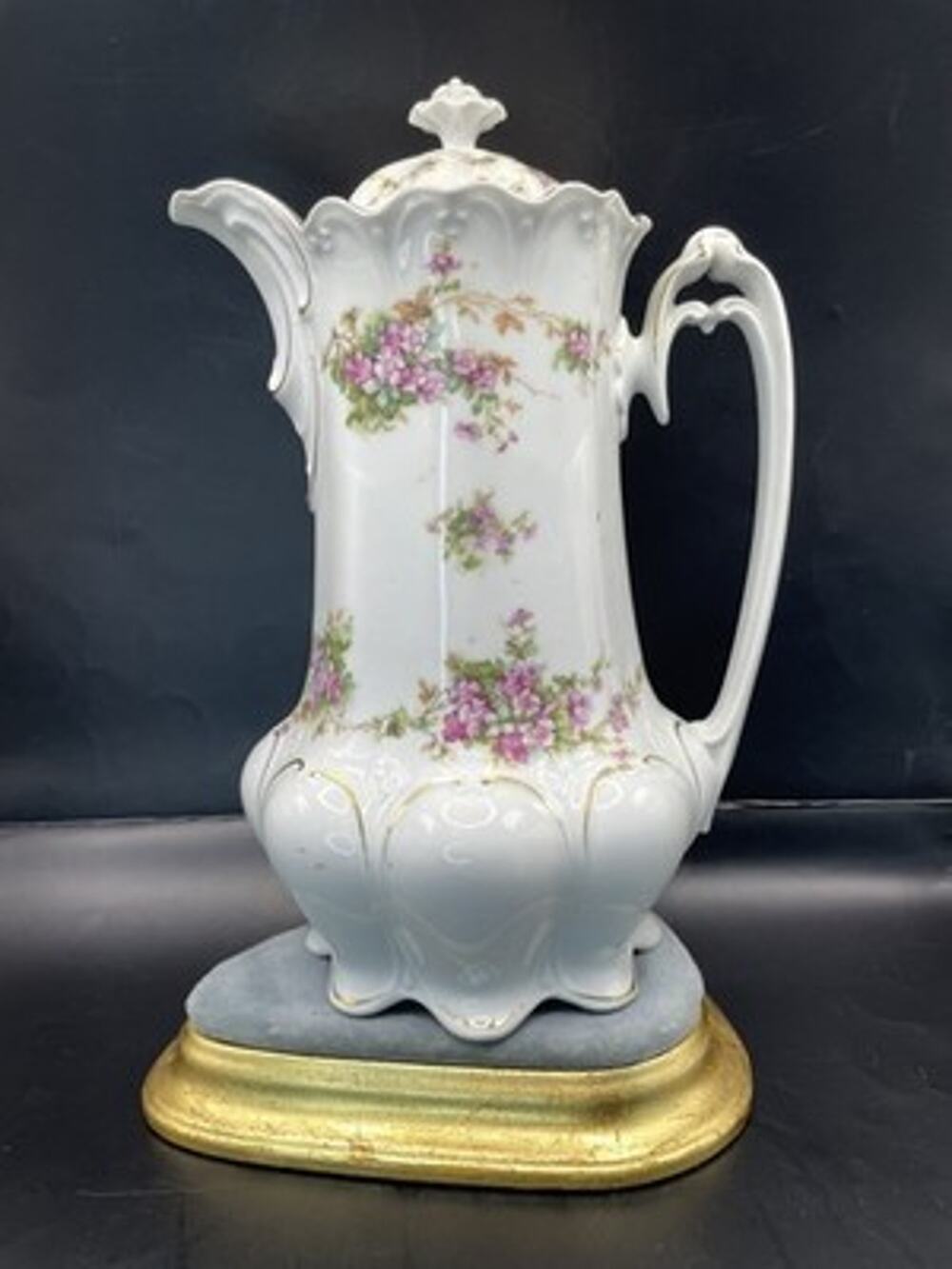 Exquisite Hand Painted Elegant MZ Austria Imperial Porcelain Pot Pink Flowers